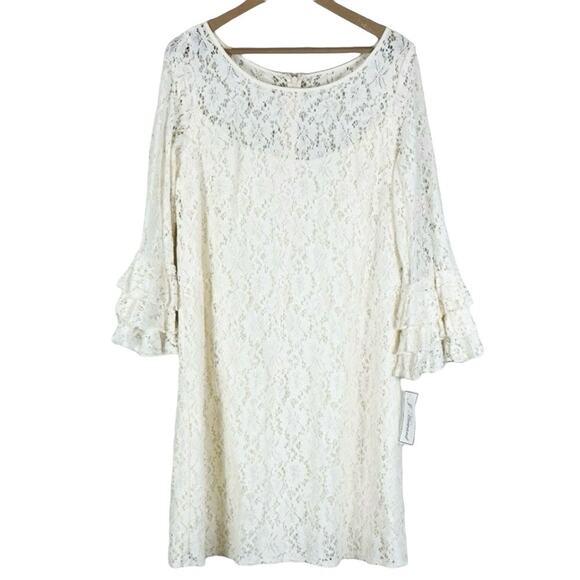 Jessica Howard Dresses & Skirts - NWT Jessica Howard Knee Length Dress Womens 16 Ivory Lace Bell Sleeve Boho